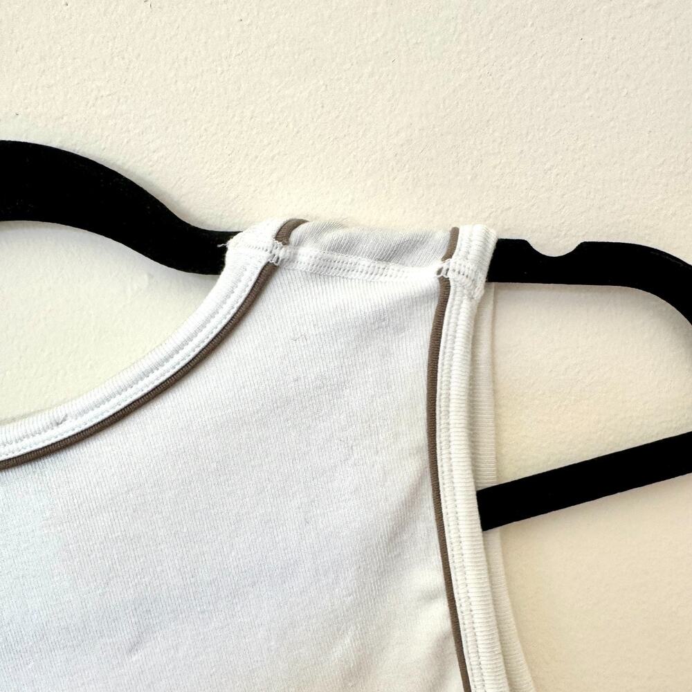 Sincerely Jules White Stretchy Scoop Neck Crop Tank Top Contrast Trim Size Large - Picture 5 of 8